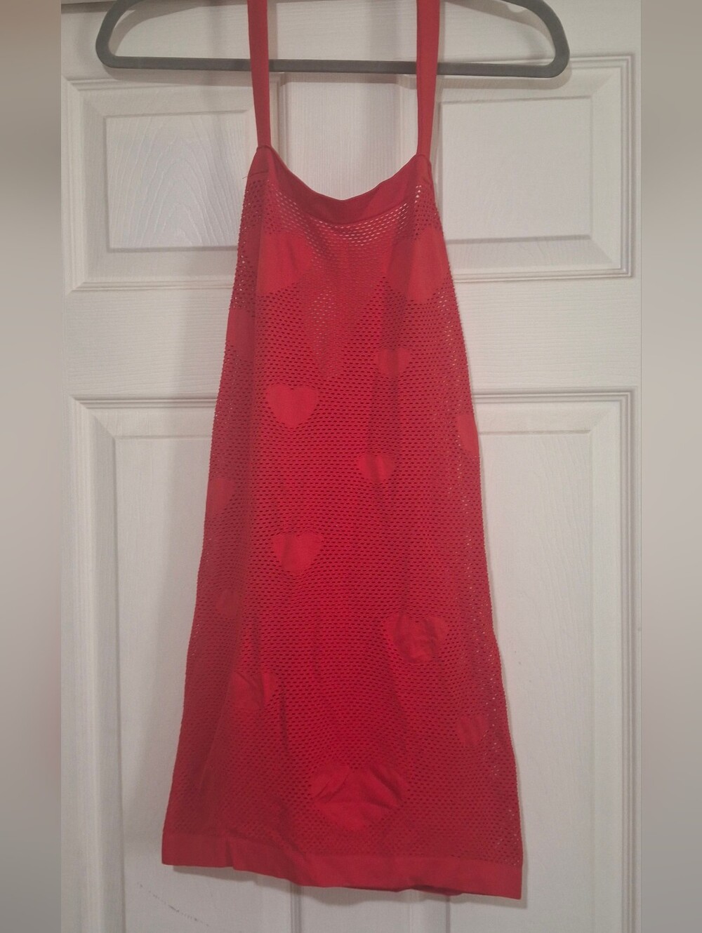 Red Heart Mesh Chemise Dress